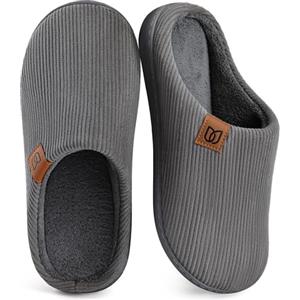 WateLves Pantofole Uomo Ciabatte Invernali Memory Foam Antiscivolo Caldo Scarpe Da Casa (Nero a strisce, 44/45EU)