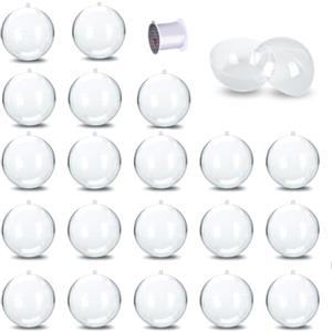 Beafaeur 20 PCS Palline di Natale Acrilico Transparente, Plastica Palla di Natale Personalizzate, Con Corda Appesa e Occhiello, Fillable Palline Trasparenti Apribili, per Decorare Alberi di Natales (4cm)