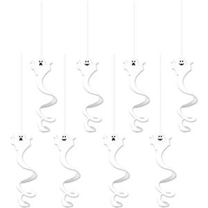 JchEnye Set di 8 Decorazioni a Spirale di Fantasmi per Halloween - Rotazione Agile, Design Carino, Pronti da Appendere, Interno/Esterno