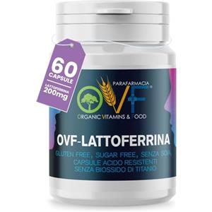 PARAFARMACIA, ORGANIC VITAMINS & FOOD OVF Lattoferrina 200 immuno, 60 capsule da 200mg (2 mesi di fornitura), a sostegno del Sistema Immunitario e delle Difese dell'Organismo, Made in Italy
