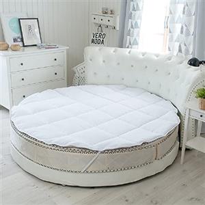 MANUKS Addensare Rotondo Letto Materasso,Traspirante Materasso Topper con Non Slip Bottom Quilting Ultra Morbida Materassino per L'hotel (220cm)