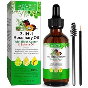 CUZZYDUNJYNN Olio di Rosmarino 3-in-1 Naturale, 60ml - Con Sesamo Nero e Olio di Batana, Ricco di Principi Attivi: Nutre il Cuoio Capelluto e Promuove la Crescita dei Capelli