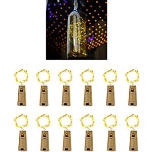 PAWARSO Luci per Bottiglia, 12 Pezzi Tappi LED a Batteria per Bottiglie, 2m 20 LED,Luci per Bottiglie di Vetro per Creare Atmosfera per Natalizie, Matrimonio, Festa (Bianco Caldo)