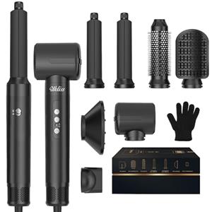 UKLISS Phon Capelli Professionale 7 in 1, Airstyler Set con 110000 giri/min Hair Dryer, Diffusore Capelli Ricci, Arricciacapelli Automatico, Piastra Capelli, Asciugacapelli Regalo per Donne Styling