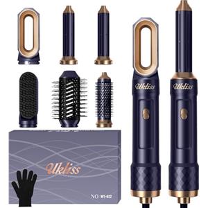 UKLISS Airstyler 6 in 1, UKLISS Phon Professionale con Spazzola Asciugacapelli, Arricciacapelli Automatico, Spazzola Lisciante per Capelli, Thermal Brush, Multistyler Regali Set per Donne Styling - Blu