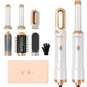 UKLISS Spazzola Asciugacapelli 6 in 1, UKLISS Airstyler & Phon Professionale con Arricciacapelli Automatico, Spazzola Lisciante per Capelli, Thermal Brush, Multistyler Regali Set per Donne Styling (Bianco)