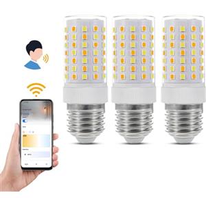 I-SHUNFA Lampadina LED Smart E27, compatibile con Alexa/Google Home, AC 230 V, dimmerabile, 2700 K-6500 K, luminosità regolabile 1%-100%, 6,3-7 W, 670 lm-800 lm, Smart Home LED pannocchie (confezione da 3)