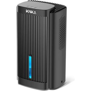 KNKA Deshumidificateur, Déshumidificateur Anti Moisissure, 1,1 l/jour, Desumificateur Maison pour Chambres et sous-sols de Moins de 17m², avec Mode Sommeil, consommation énergétique de 0,02 €/h, Noir