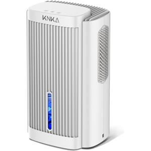 KNKA Deumidificatore, 1,1 l/g, Deumidificatore Casa, Rumore <28 dB, Deumidificatori per ambienti fino a 17 m² come bagno, armadio o camera da letto, Spegnimento automatico e sbrinamento, Bianco