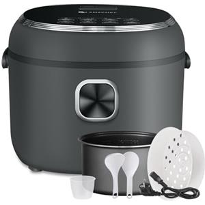 AMZCHEF Mini Cuociriso 2L, Multifunzionale per 1-4 Persone, 4 Tazze (Non Cotte) 400W Rice Cooker, 7 Funzioni di Cottura, con Cestello Vapore Incluso, Preimpostata e Mantenimento in Caldo
