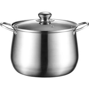 UTTASU Pentola in acciaio inox da 5 litri con coperchio in vetro, compatibile con induzione, pentola per zuppe, tagliatelle, pasta, stufato, resistente al calore, 22 x 17,3 cm