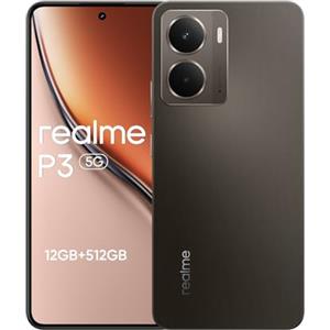 realme P3 Smartphone 5G,Snapdragon 6 Gen 4,Fotocamera AI da 50 MP,120Hz 6.67" AMOLED Display,12GB+512GB Telefono,Dual SIM Android 15,NFC IP69,Batteria da 5000 mAh,Grigio,Senza Adattatore