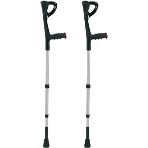 p age Stampelle Ortopediche Regolabili per Adulti, in Alluminio Anodizzato, Supporto Avambraccio (Nere, Ammortizzata)