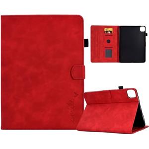 Generico DayQiQiPu Caso per Apple iPad Pro 11 Pollici (M4, 5a Gen, 2024 Modello) in PU Pelle Chiusura Magnetica Flip Cover Custodie Motivo a Cuori Lettere Con Supporto e Auto Wake/Sleep, Rosso