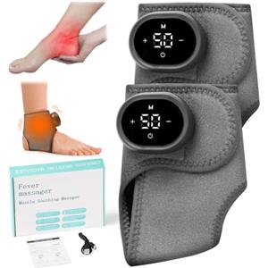 Vicloon Massaggiatore Piedi Elettrico, 2PC Massaggiatori per Piedi per Dolore e Circolazione, Massaggiatore per Caviglie Senza fili con 3 livelli di Vibrazione, 5 Impostazioni di Calore e Display LCD