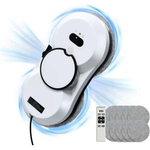 Qawner Robot lavavetri 5600 Pa, Robot pulitore automatico con funzione spray, navigazione intelligente, telecomando, funzione di rilevamento dei bordi, con 10 panni (A)