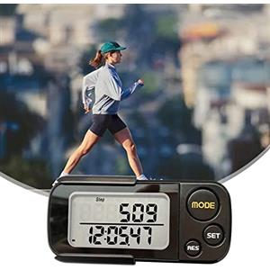 RANRAO Pedometro da camminata, mini contapassi, contapassi, senza app e cellulare, contapassi preciso, traccia dei passi con clip cordino, 30 giorni di memoria, calorie, semplice contapassi, per uomo