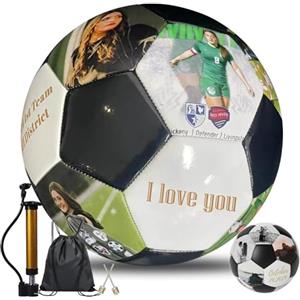 Yuanjkacenys Pallone da calcio personalizzato con nome, testo o foto, regalo personalizzato per allenatore, figlio, fidanzato, figlia, papà, mamma o qualsiasi appassionato di calcio