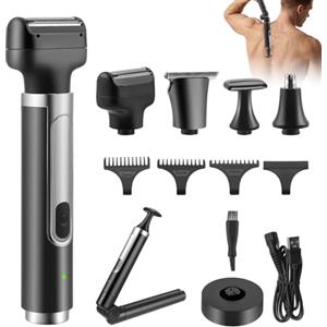 Strixorn Uomo Rasoio elettrico schienai, Rifinitore per del Corpo da Uomo con Maniglia estesa pieghevole, rifinitore per peli del corpo senza fili, rasoio per il corpo, rasoio intimo per schiena, gambe, petto