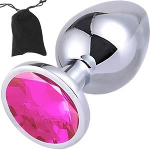 Future of your pleasure Sensual Divaricatore analesex toy 7,2 cm x 2,7 cm con diamante anale rosa - Elegante butt plug in acciaio inox per principianti e coppie FOPS A20-1