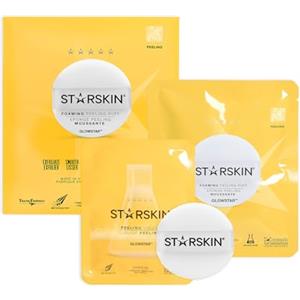 STARSKIN Glowstar, Dischetti Esfolianti per il Viso con Acido Lattico e Glicolico, Trattamento AHA con Vitamina C, Spugnetta Peeling