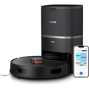 Philips HomeRun Serie 3000 Robot Aspirapolvere e Lavapavimenti con Mappatura, Alta Potenza Asp.ne (4000 Pa), Navigazione Laser, con Stazione, per Tappeti e Peli di Animali, App WiFi, XU3100/01
