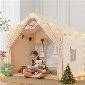 BlueWood 2 in 1 Tenda per Bambini besrey, Tenda Casetta da Gioco con 2 Porte e 4 Finestre, Tenda da Gioco per Bambini Interni ed Esterni con Tappetino Imbottito