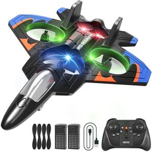 4DRC V32 Aereo telecomandato, RC aereo in schiuma con luci, include 2 batterie, 3D Flip, sistema di stabilizzazione giroscopica, adatto a bambini, ragazzi, principianti e adulti, modello blu