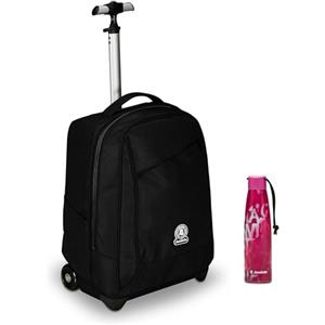 Invicta Trolley Scuola Benin Solid, Nero, 2 in 1, Con Spallacci Uso Zaino, Tasca porta Borraccia e Porta Laptop, Scuola & Viaggio, Ragazzi Borraccia, Rosa, Borraccia Term