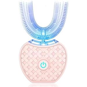 Lonvgrt Sonic Brush V5 Toothbrush, Spazzolino Elettrico a 360° Con Pulizia Automatica, Spazzolino Elettrico Wireless a Ultrasuoni for Bambini E Adulti, Testina in Silicone Alimentare(Pink)