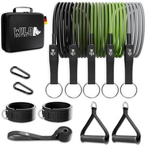 Wild Instincts® Resistance band Set/Elastici con Maniglie per l'allenamento a Casa/Bande Elastiche Fitness/Fasce Elastiche Fitness/Accessori Palestra/Bande di Resistenza Fitness