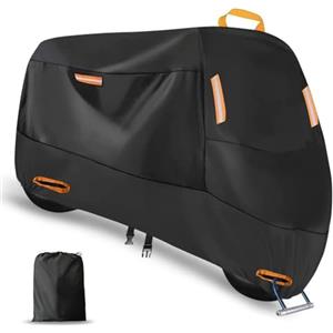 CIHAQQ Telo Coprimoto da Esterno Impermeabile per Piaggio Beverly S 400 HPE, Oxford Copri Moto da Esterno con Fori di Blocco Anti UV Copertura Moto Universale,Black