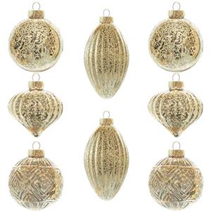 KI Store 8 pezzi palline di natale oro vetro palla di vetro glass ciondoli e pendenti palline ornamento di mercurio deocro natalizio Appendiabiti Decorazioni natalizie Addobbi