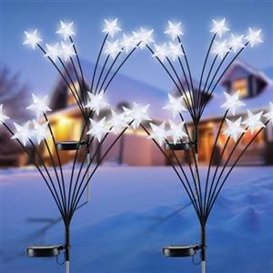 Fohil Luci Natalizie Solari, 4 Pezzi Luci Solari da Giardino 32LED Stella Lucciole Luci di Natale Esterno, Addobbi Natalizi per Esterno Impermeabili, Decorazioni per Natale Festa Giardino Cortile