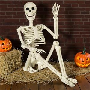 Bstalpine 90cm Halloween Scheletro - Scheletro Halloween a Grandezza Naturale, Plastic Full Body Skeleton con Articolazioni Mobili, Scheletri Halloween per Halloween Decorazioni Esterno, Giardino