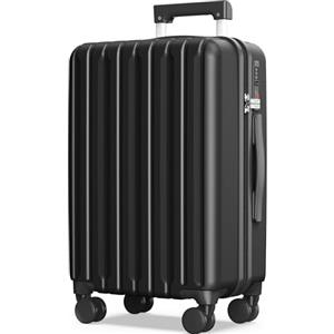 SHOWKOO Valigie Rigide Extra Grande Pezzi 100% Policarbonato Bagaglio Leggero Espandibile Ultra Durevole Valigia Trolley da Viaggio con Serratura Approvata Dalla Tsa e 4 Ruote Doppie XL,Nero