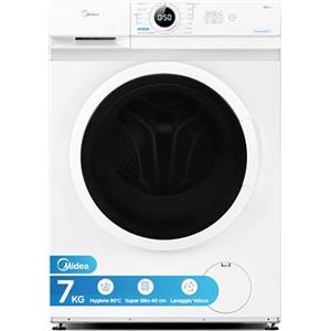 Midea MF100W70/E Lavatrice a Carica Frontale, 7 kg, 40cm di profondità Slim Design, 1200 Giri, Hygiene 90 ℃, Opzioni di Temperatura Multiple, Colore Bianco