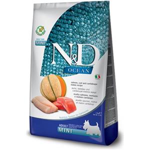 Farmina N&D Ocean Adult Mini - Crocchette per Cani con Salmone, Merluzzo e Melone Cantalupo - 800g