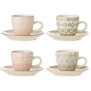 Bloomingville Tazzine da espresso Cécile con piattini 4 pz.