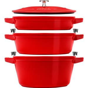Staub Assortimento di pentole Staub 24 cm rosso con padella e coperchio 4 el.