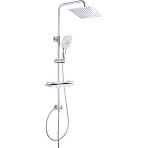 JOHO Colonna Doccia idromassaggio Senza Miscelatore Termostatica, Sistema Set Doccia a Pioggia in Acciaio Inox con Doccetta e Mensola(Soffione Doccia 20 * 20 Quadrato)