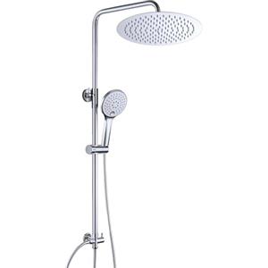 JOHO 304 Colonna Doccia idromassaggio Doccia Colonna in Acciaio INOX Cromo Colonna Doccia Senza Miscelatore Set Doccia a Pioggia con Soffione e Doccetta a Mano (D25cm tondo)