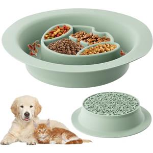 QINGZY Ciotola Anti Ingozzamento per Gatti e Cani, Ciotola in Silicone Lenta Alimentazione, Ciotole Anti-soffocamento per Cani, Rallentare il Cibo, Adatto per Animali di Piccola Media Taglia (Verde)