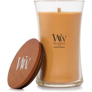 Woodwick Candela profumata WoodWick con stoppino scoppiettante | Candela clessidra grande Golden Bourbon | Candele a lunga combustione: Fino a 130 ore | Regali perfetti per le donne