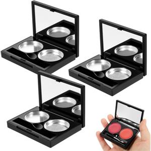 WOFASHPURET 3 Set Di Ombretti Vuoti Organizer Per Palette Di Trucco Ricaricabile Con 2 Contenitori Rotondi In Metallo Da 26 Mm Per Riporre Fard Rossetto E Viaggi