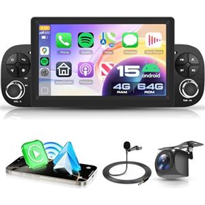VECHTEL 4G+64G Android 15 Autoradio per FIAT Panda 2013-2020, 7 Pollice HD Schermo Auto Radio co Carplay Android Auto senza Fili GPS Wi-Fi USB Bluetooth FM RDS Retrocamera