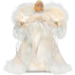 KI Store 30cm puntale albero natale angelo a forma di angelo di luci a led, 30cm, bianco Angelo albero di Natale in alto, per decorazioni albero di Natale