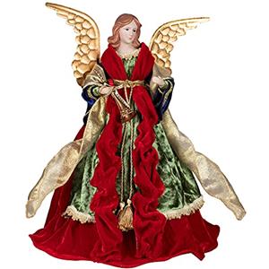KI Store puntale albero natale angelo a forma di angelo, 45cm, rosso e verde Angelo albero di Natale in alto, per decorazioni albero di Natale