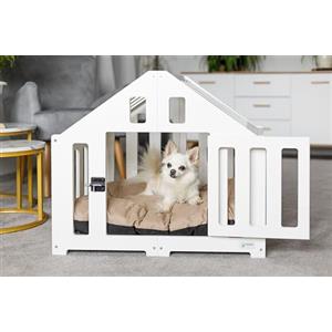 Pet World Design Gabbia per Cani, Cuccia per Cani in Legno, Box per Animali dal Design Elegante, Comoda per Animali Domestici, Cane, Gatto, Bianco