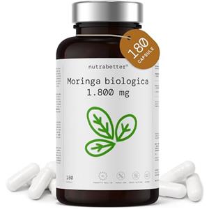 NUTRABETTER Moringa capsule biologica ad alto dosaggio da 1800 mg | 180 capsule vegane per 3 mesi | Moringa Bio Oleifera Superfood fonte naturale di minerali, vitamine, antiossidanti e proteine | nutrabetter®